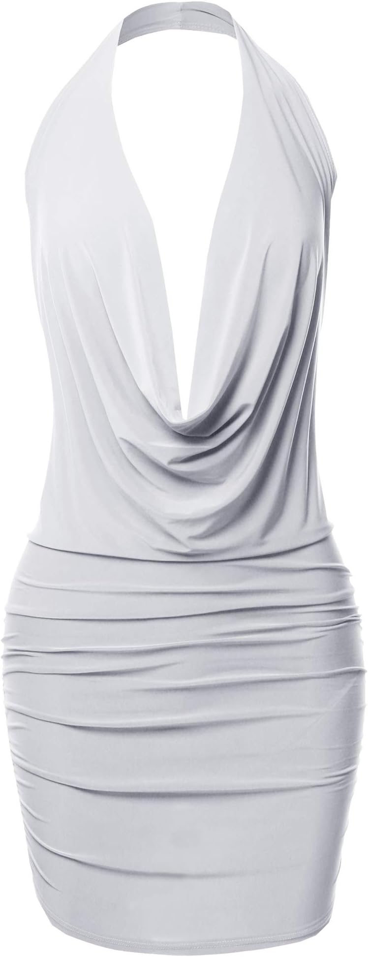 Made by Emma Women's Sexy Halter Neck Ruched Bodycon Backless Party Cocktail Mini Dress