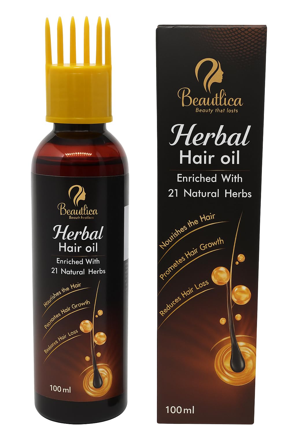 Herbal Hair Oil with 21 Natural Herbs, Hair Growth and Nourishment, 100ml-image-12