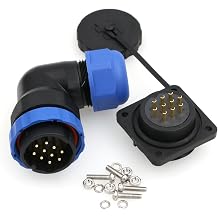 SD28 28MM Ip68 Aviation Bulkhead Connector Male Female Back Nut Wire Cable Electrical Circular Power Push Waterproof Connector Elbow Square, 10Pin 10A