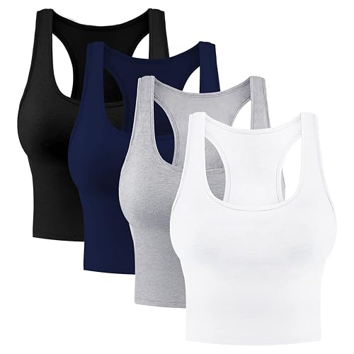 (4 pack) women's crop tank tops cotton