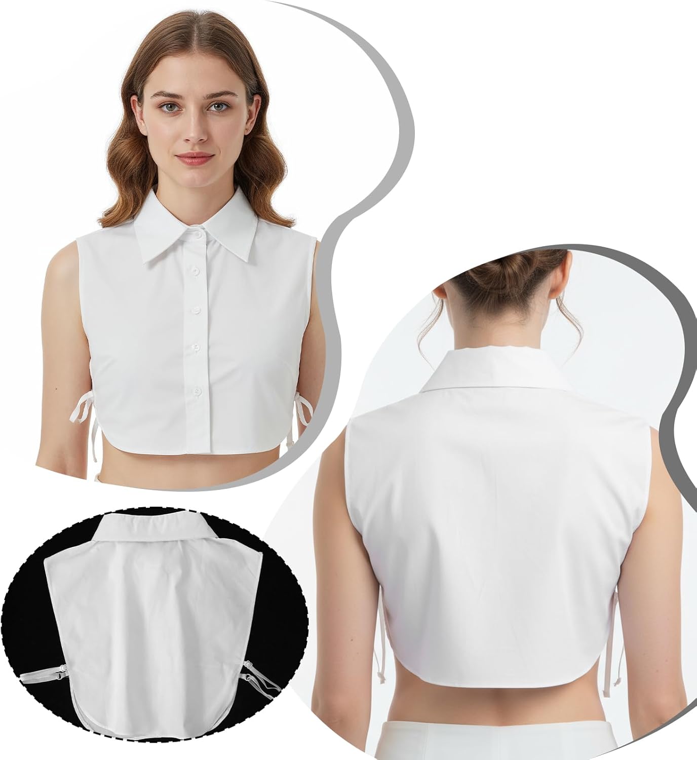 Detachable Fake Collar White Collar Shirt for Women - Elegant Faux Collars with Pointed Design - Image 4