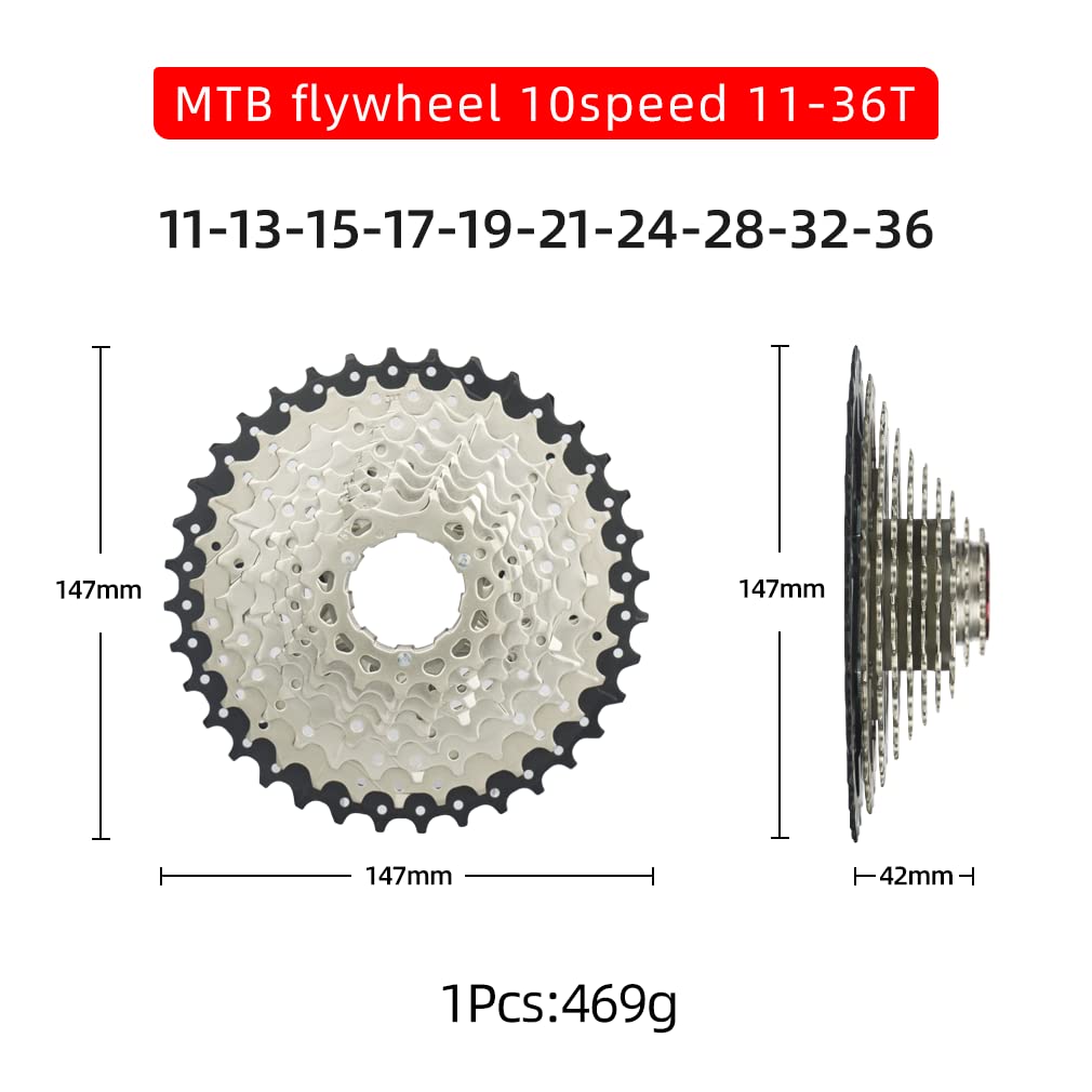 CYSKY Cassetta Pacco Pignoni 10v 11-25T/11-28T/11-32T/11-36T/11-40T/11-42T Adatta per Mountain Bike, Bicicletta da Strada, MTB, BMX (Peso Leggero)