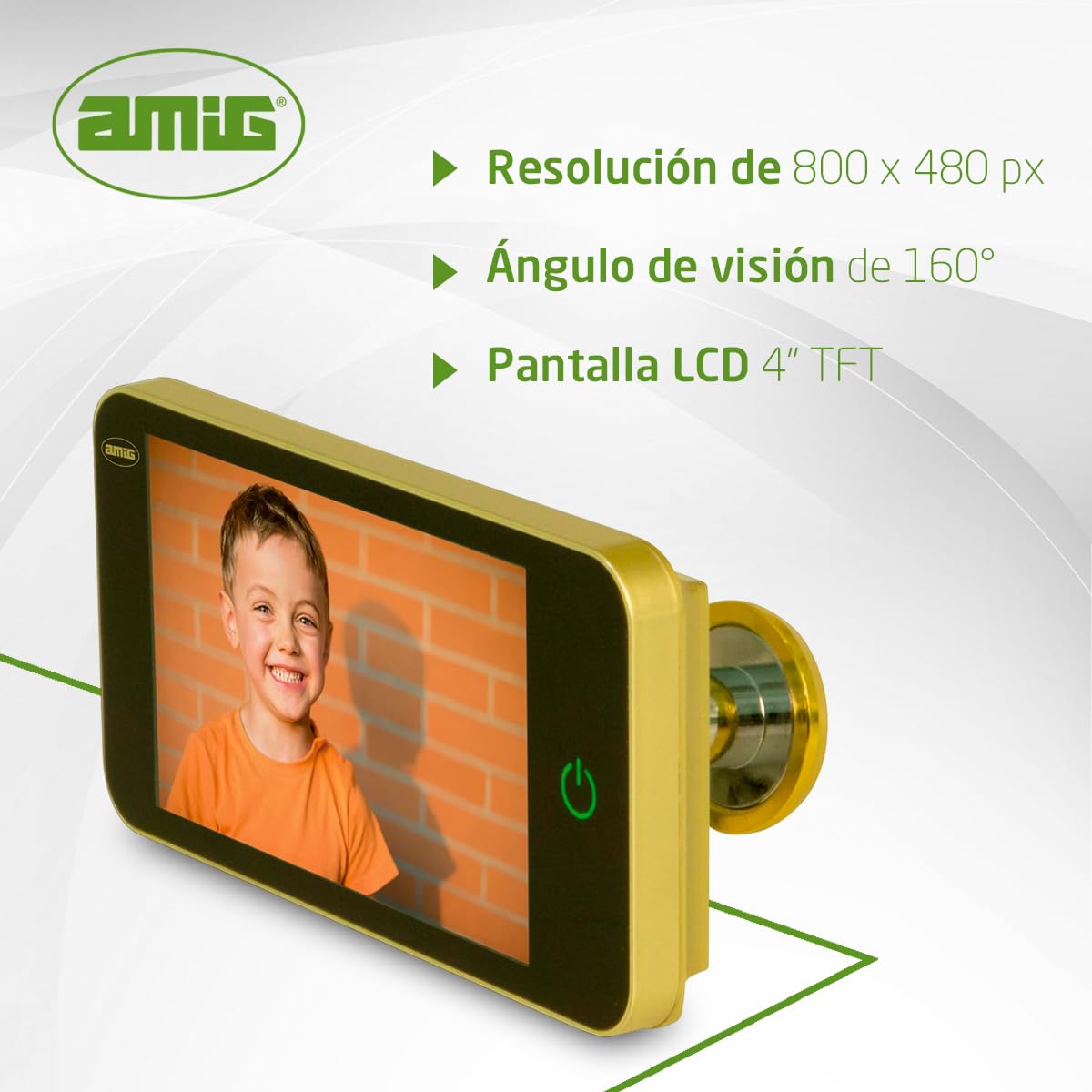 Amig - Mirilla Digital para Puertas - Pantalla LCD 4" TFT - Ángulo de Visión: 160° - Imágenes Claras - De Fácil Instalación y Uso - Color: Oro