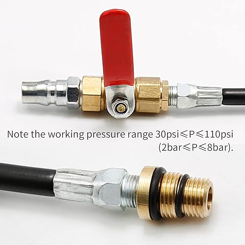 Miniatura 5 de Tubo de presión de soporte de válvula de aire de motor de 18.9 pulgadas con válvula de bola, extracción de rosca M14 M12 a 14 NPT cilindro asistente