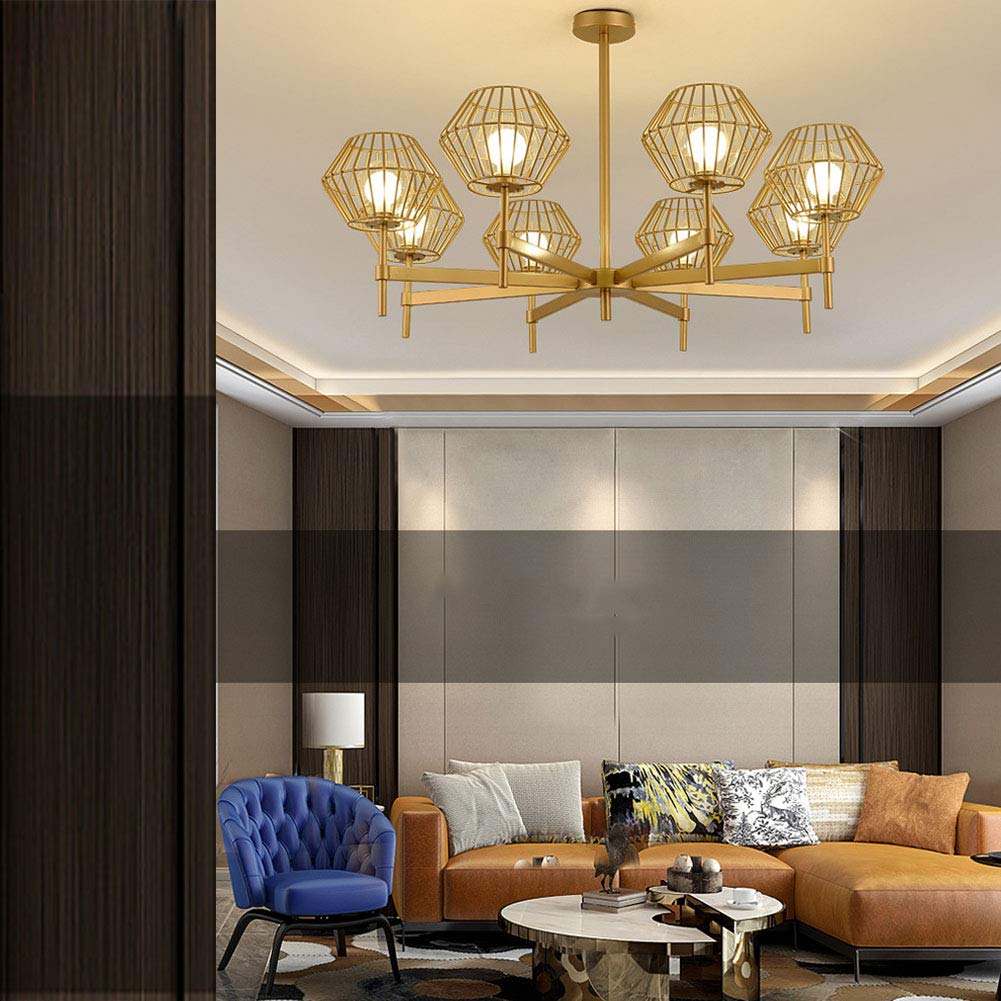 Lampadario Moderno Dorato a 8 luci Sputnik Mid Century, Lampada a Sospensione Industriale in Ferro per Cucina, Sala da Pranzo, Soggiorno - Dorato È così Gentile da Parte Tua