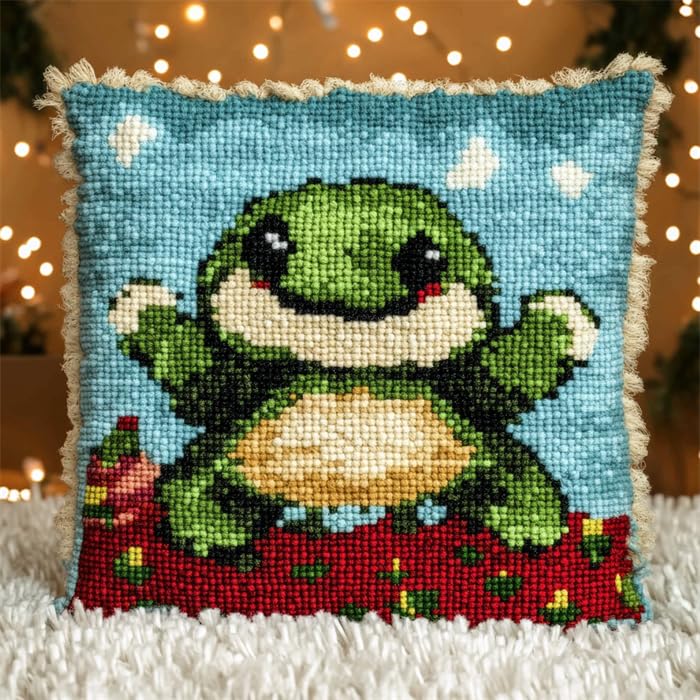 Housse de coussin à crocheter tortue pour décorer un salon bohème