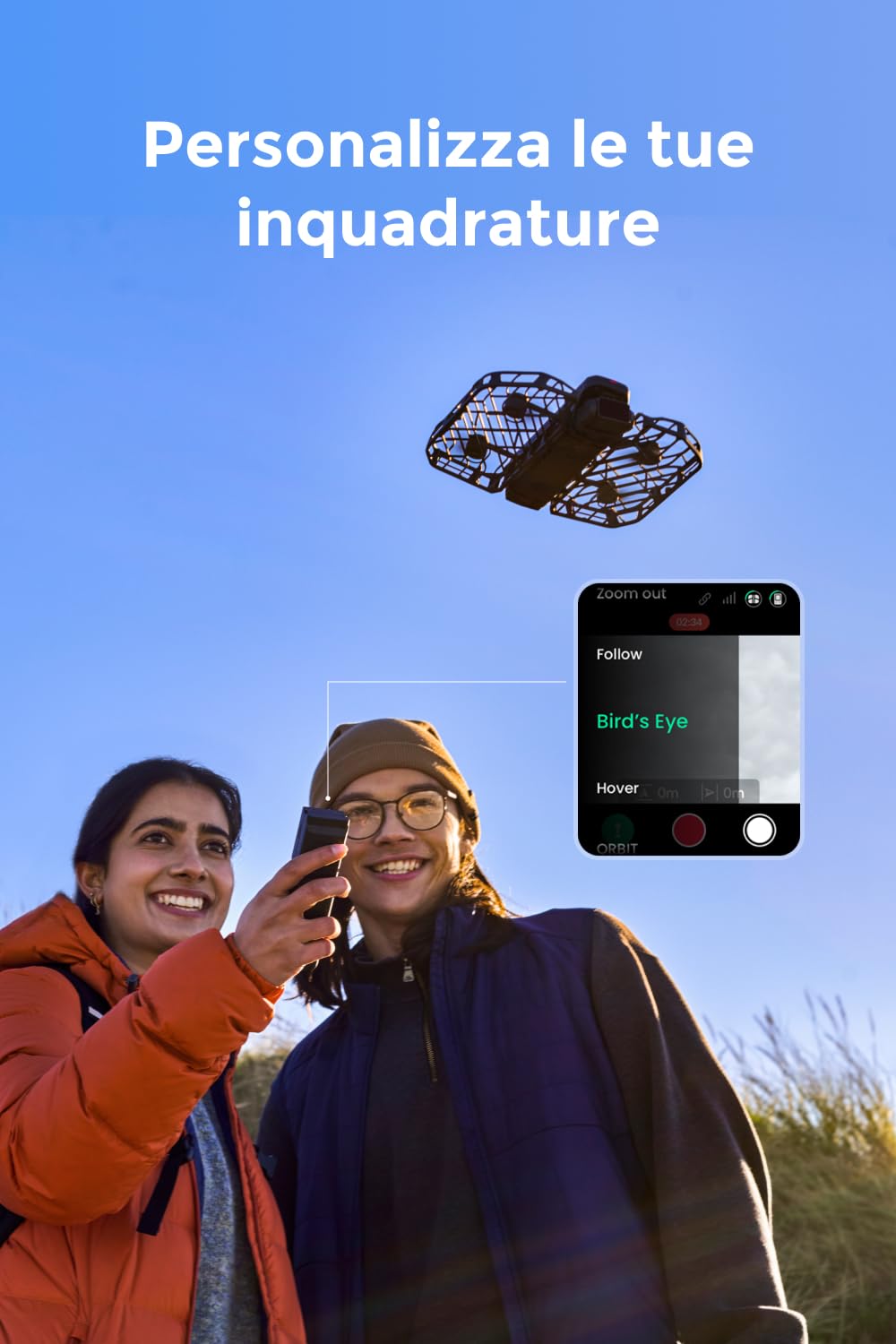HOVERAir Beacon & Joystick Set – Controller di movimento leggero con display in tempo reale e funzioni di volo sicuro per ciclismo, viaggi e riprese all'aperto