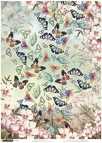 Rice Paper for decoupage~ 11,1 x 15,11 inches. Made in Russia (Butterflies, The Height of Summer)