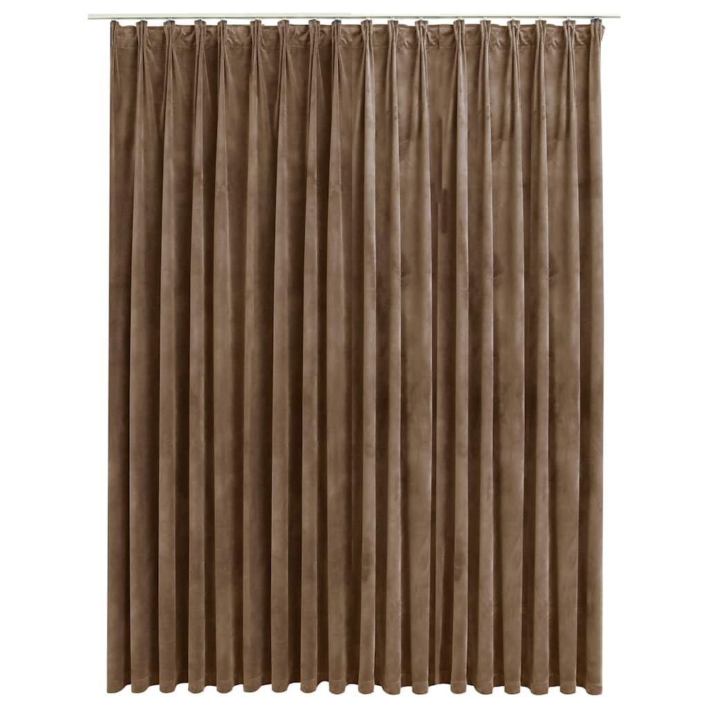 vidaXL Zasłona zaciemniająca z haczykami, aksamit, beżowa, 290x245 cm