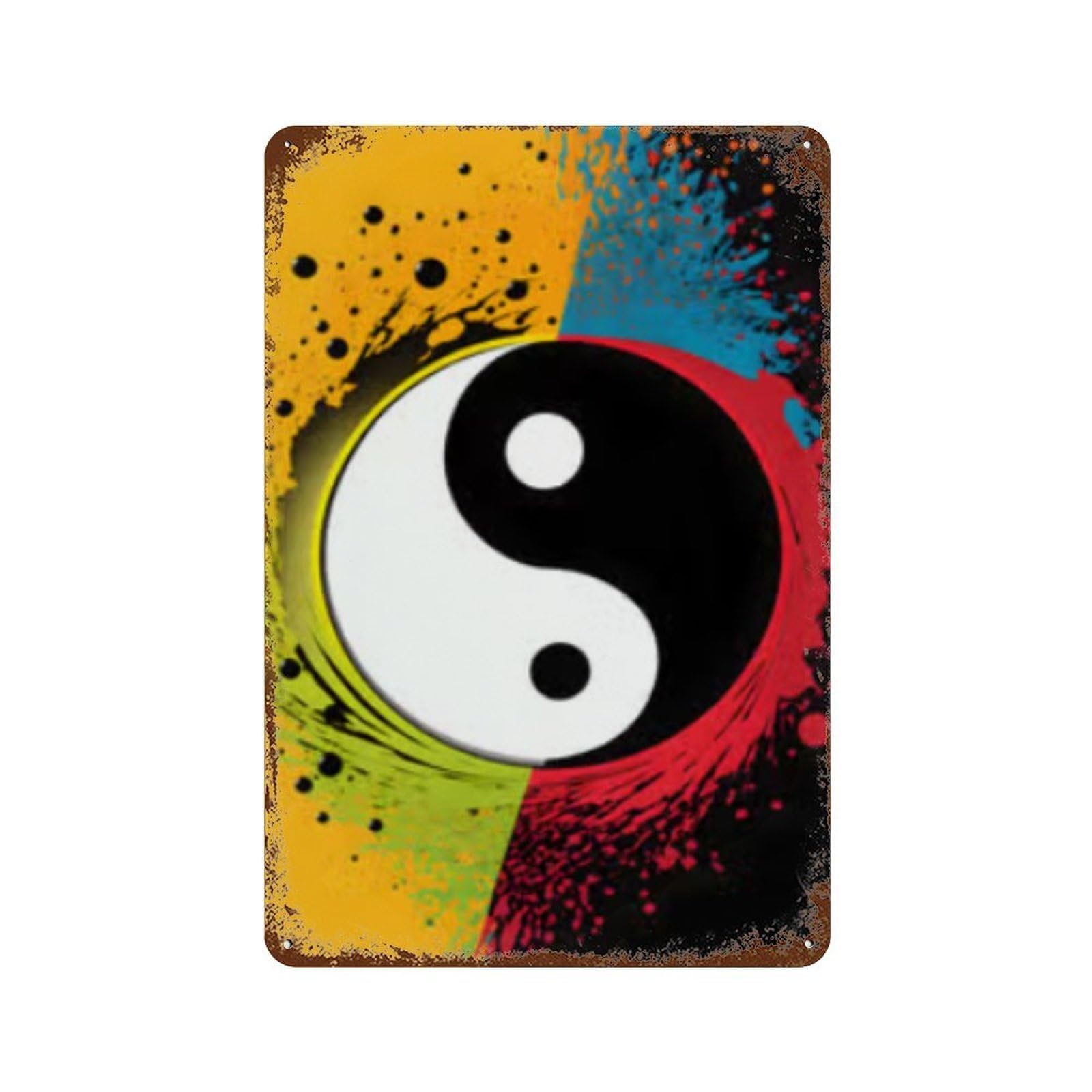 Harmony in Color Yin Yang Retro Metal Sign 11.8"x7.9", Novelty Wall Decor for Garage, Pub Or Kitchen