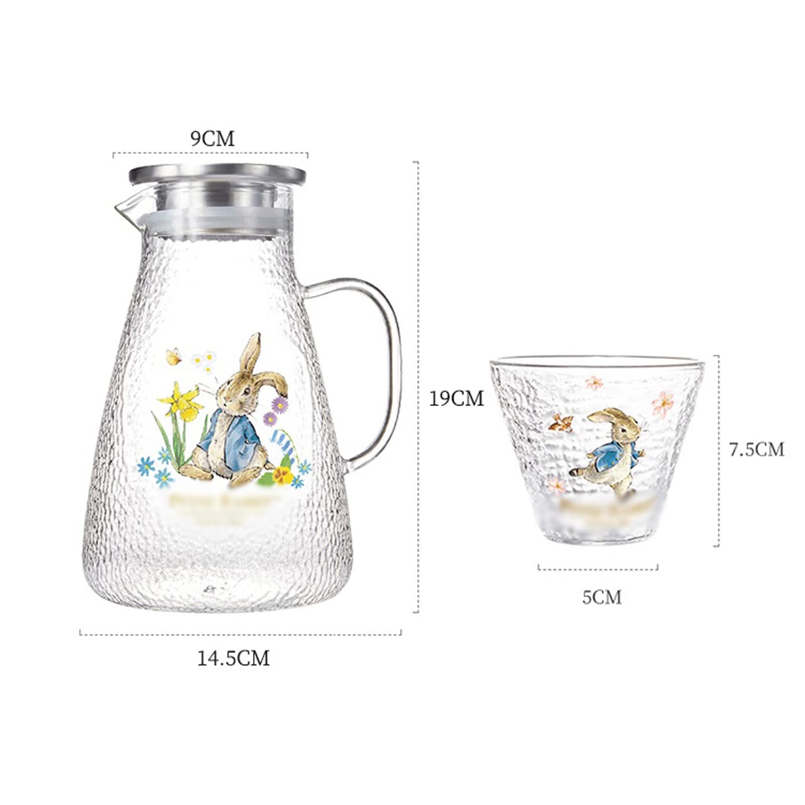 Dzbanek na wodę szklany dzbanek na zimną wodę zestaw z 2 filiżankami 1800 ml duża pojemność domowy czajnik na wodę sok czajnik do herbaty letni zestaw do herbaty dzbanek do mrożonej herbaty