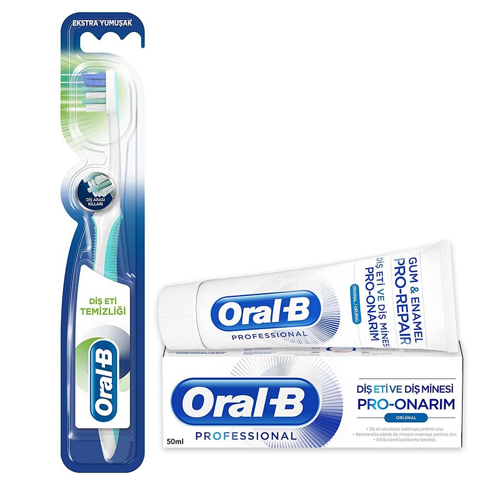 Oral-B Diş Eti ve Diş Minesi Pro-Onarım Original 50 ml + Oral-B Diş Fırçası Diş Eti Temizliği 1 Paket (1 x 0.23 g)