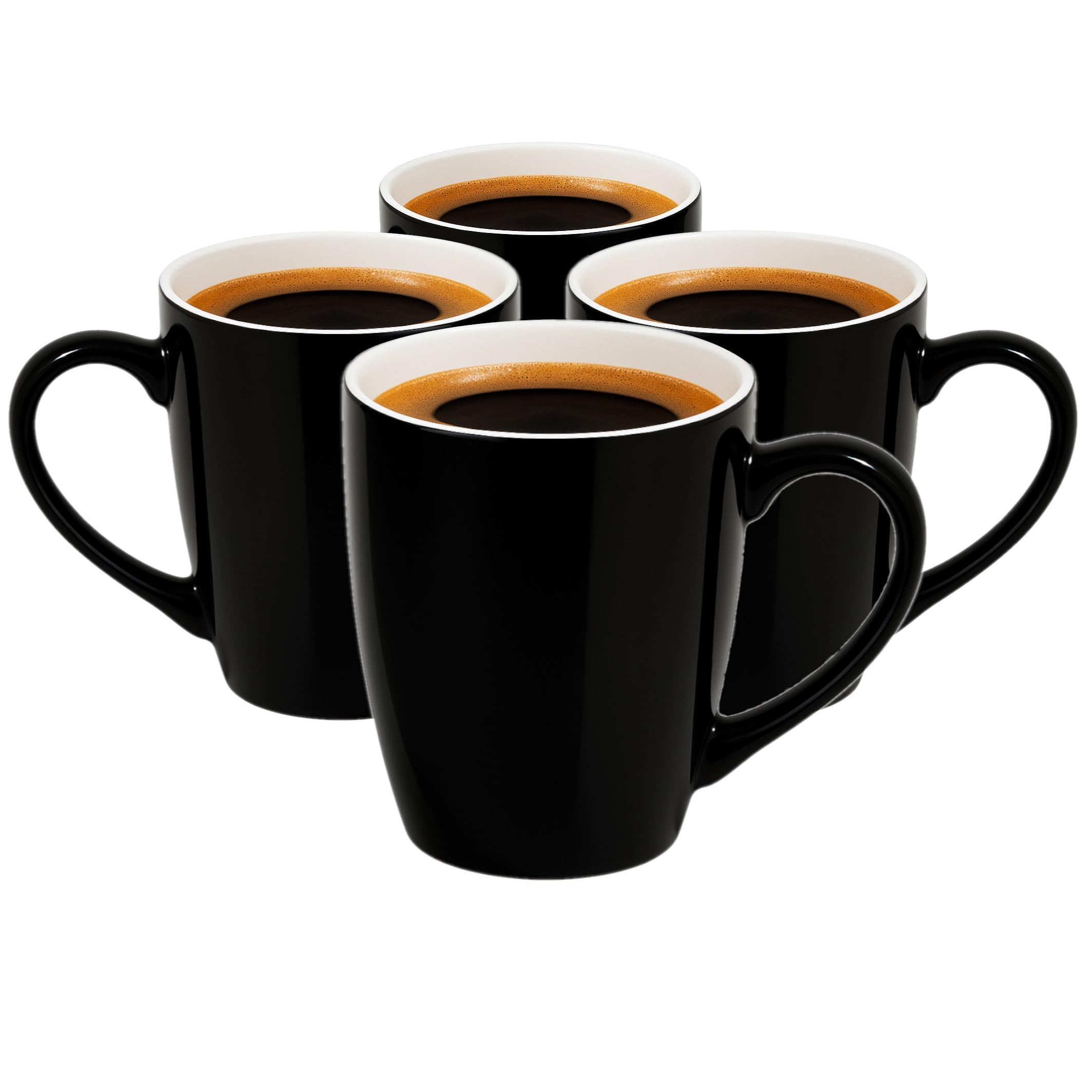 Glasmark KROSNO 1992 Set of 4 Coffee Cups, Ceramic Cups, Tea Cups, Large, 350 ml, Black