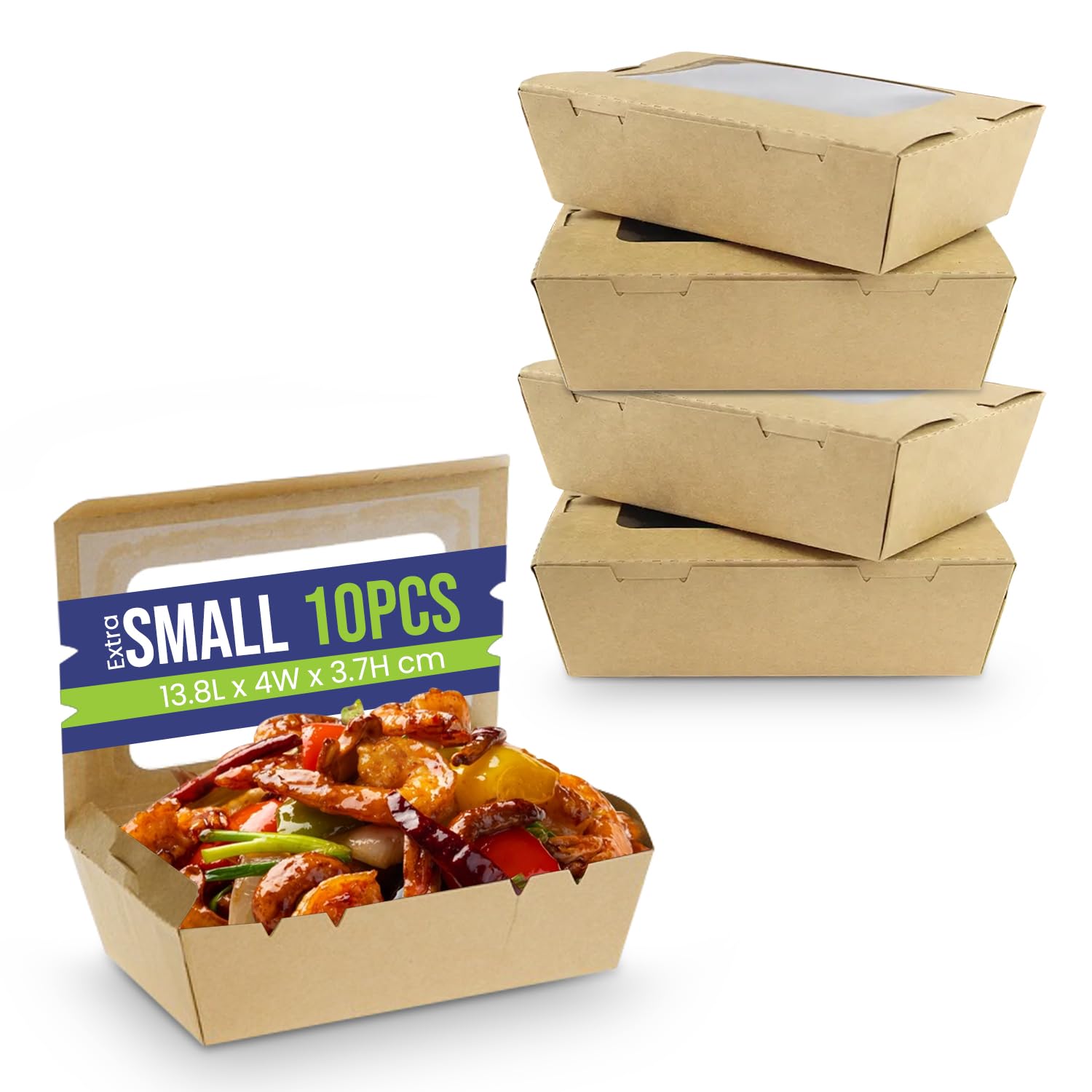 Kraft Lunch Box Extra Small With Window, Grease-Resistant Baked Goods Gift Boxes - Built-In Lids, Windows, Kraft Paper Brownie Boxes, For Meals And Desserts - 10 Pieces.