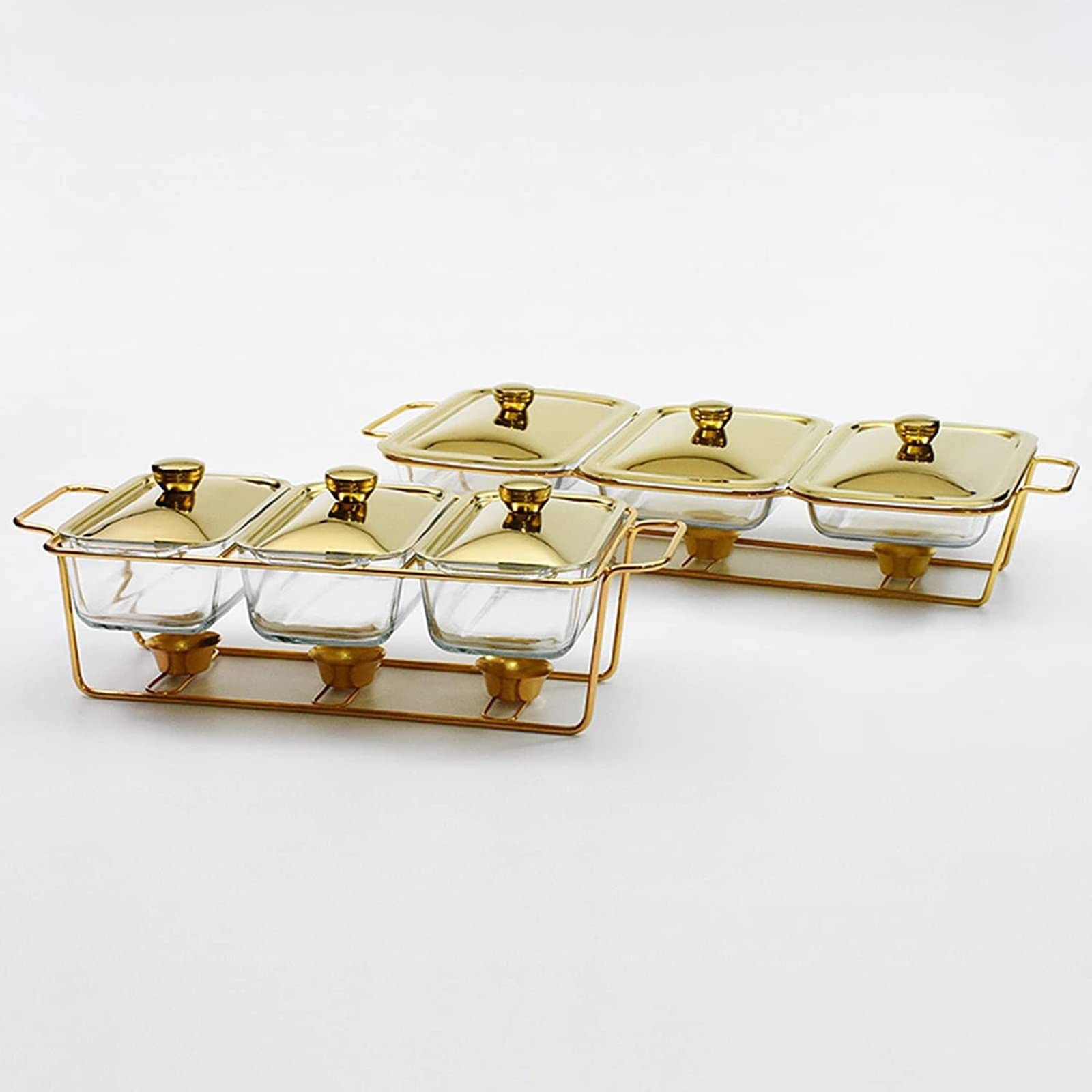 Chafing Dish Buffet-Set, rechteckig, Edelstahl, Chafers und Buffet-Wärmer mit Tabletts, Pfannendeckel, Rahmenständer für Küche, Party, Bankett, 3 x 1,3 l