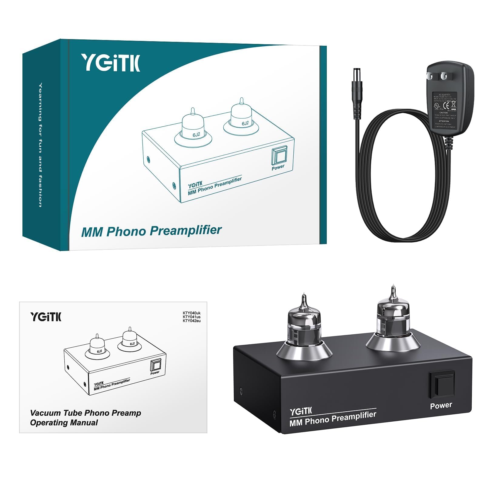 Preamplificatore Phono a Valvola con Tubo 6J2 per Giradischi MM, Design a Basso Rumore, Connettori RCA Oro, Alimentatore Certificato - per Sistema Hi-Fi Vinile