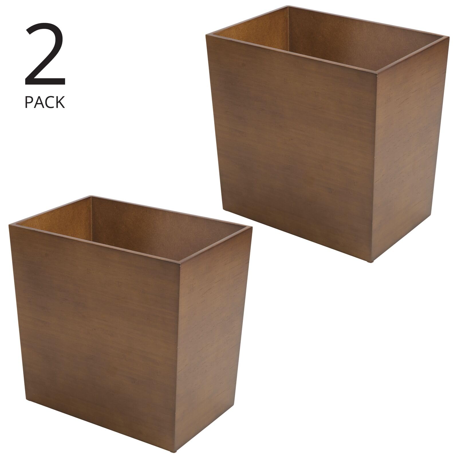 mDesign Praktyczny kosz na śmieci kuchenne - elegancki kosz na papier z włókna drzewnego o wyglądzie bambusa - kompaktowy kosz łazienkowy, również do kuchni i biura - zestaw 2 szt., brązowy