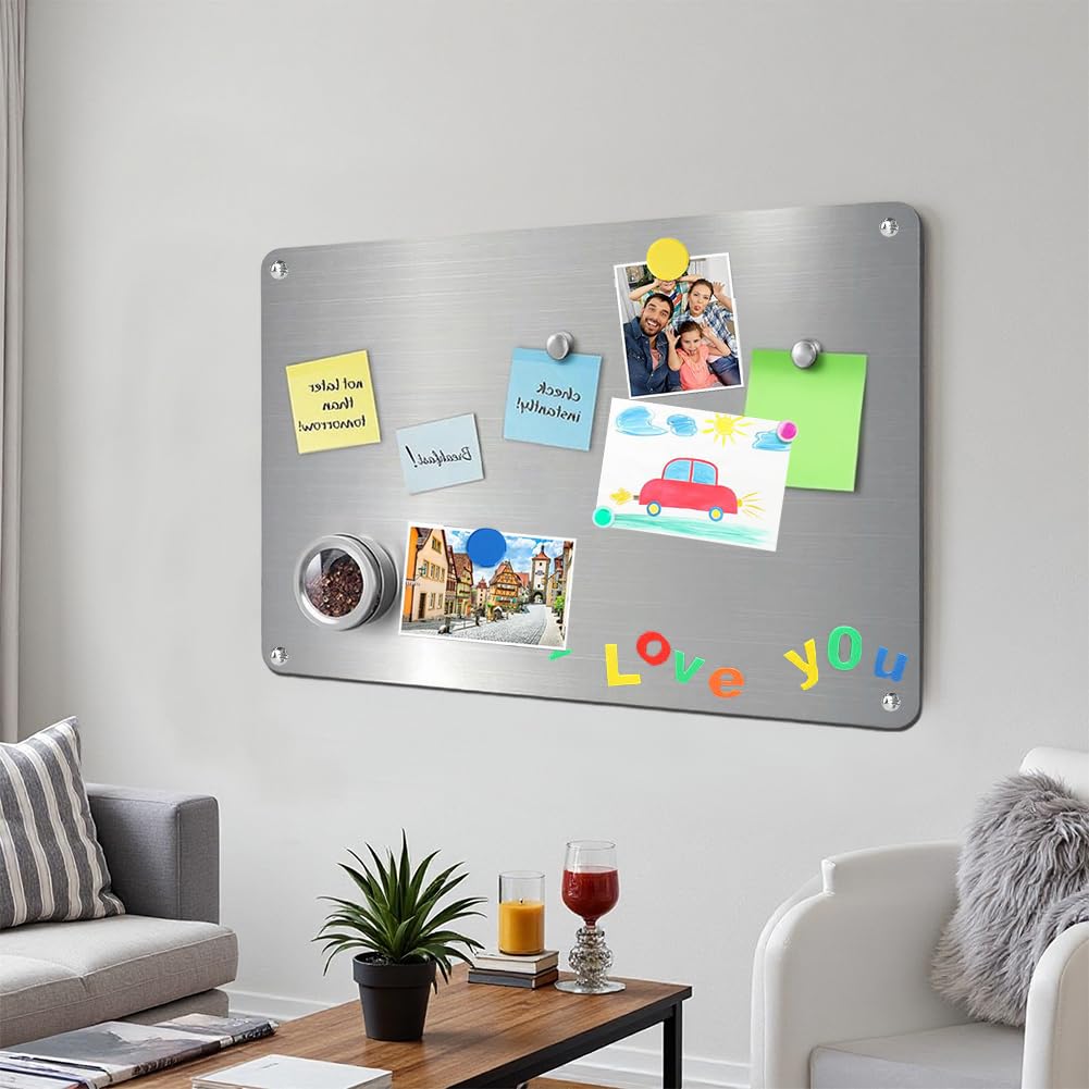 Magnetic Panel Magnetic Board 43 X 30 Cm - Children's Magnetic Boards, Magnetic Metal Board, Magnetic Whiteboard, Scratch-Resistant, Stainless Steel, Self- Adhesive For Home, Office, Kitchen (2 Pieces - View #5