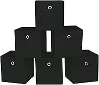 Vista 9 de Contenedores de almacenamiento de tela, cubos de almacenamiento de tela de 11 pulgadas, cubos de almacenamiento plegables con asas para estantes