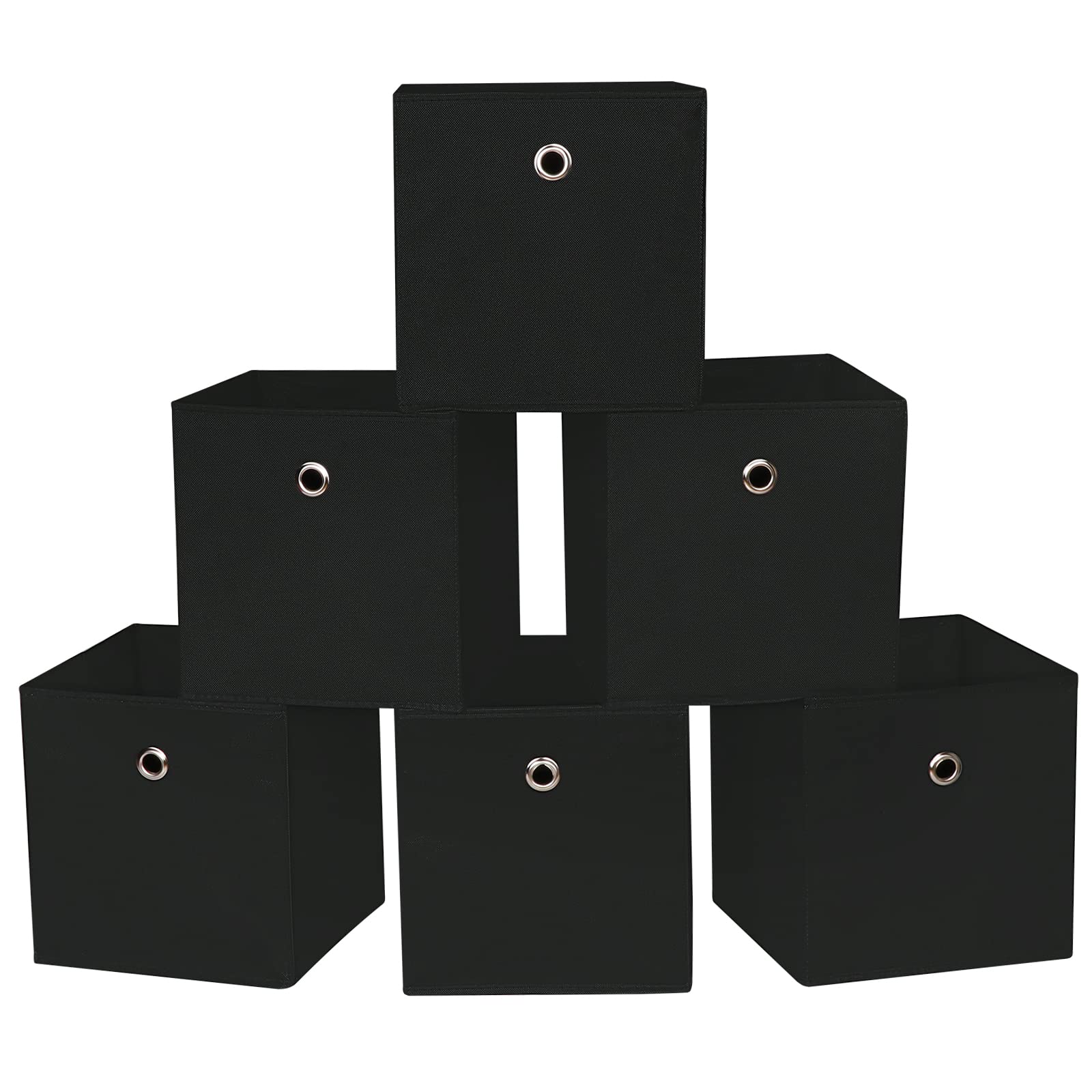 DABEACT Black Fabric Cubes Storage Containers ,11 Inch Cloth Storage Cube Foldable Storage Bins Cubes Organizer Baskets with Dual Handles for Shelf