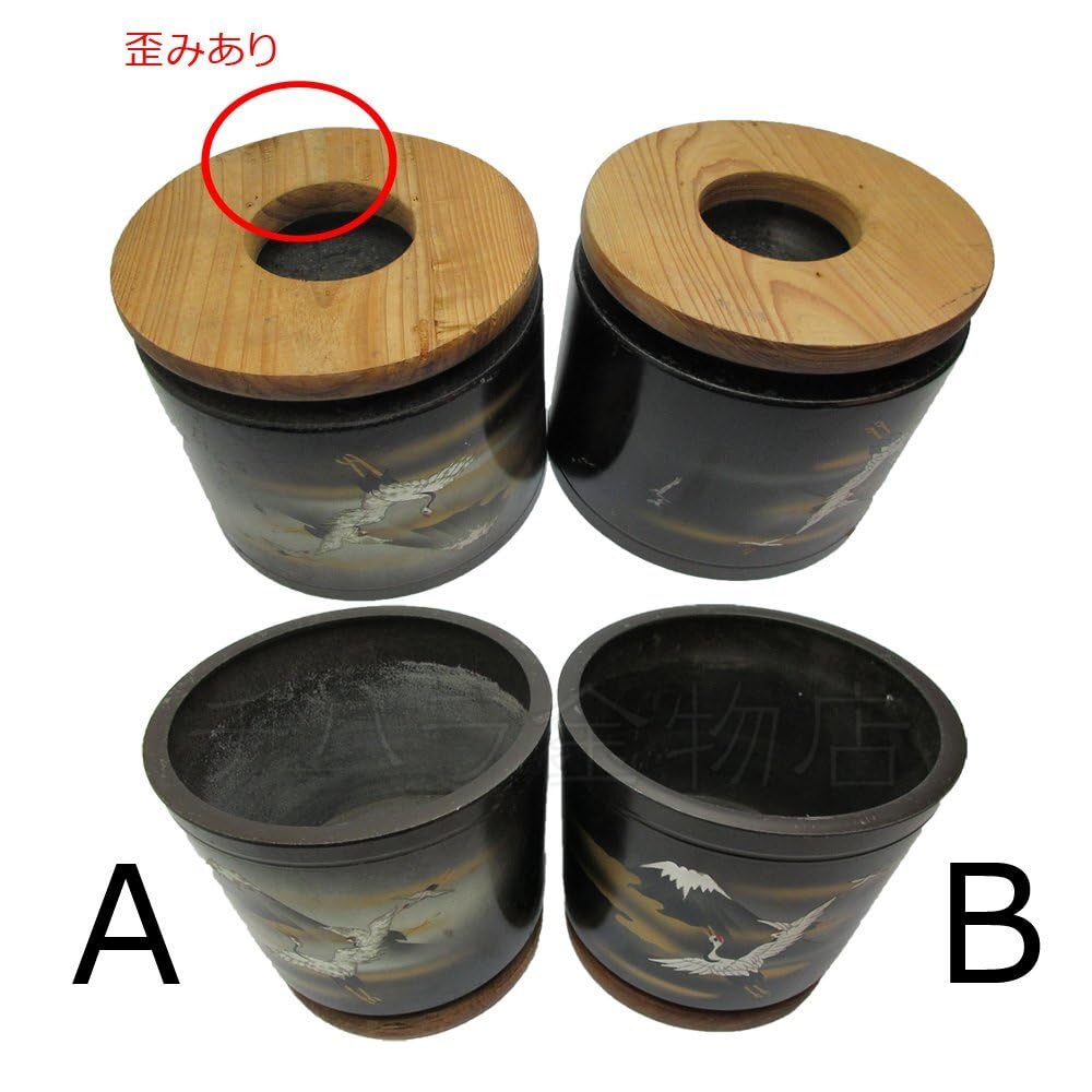 Amazon.co.jp: 真鍮手あぶり火鉢 銅製 火鉢 直径約24cm 木製台座付 鶴 