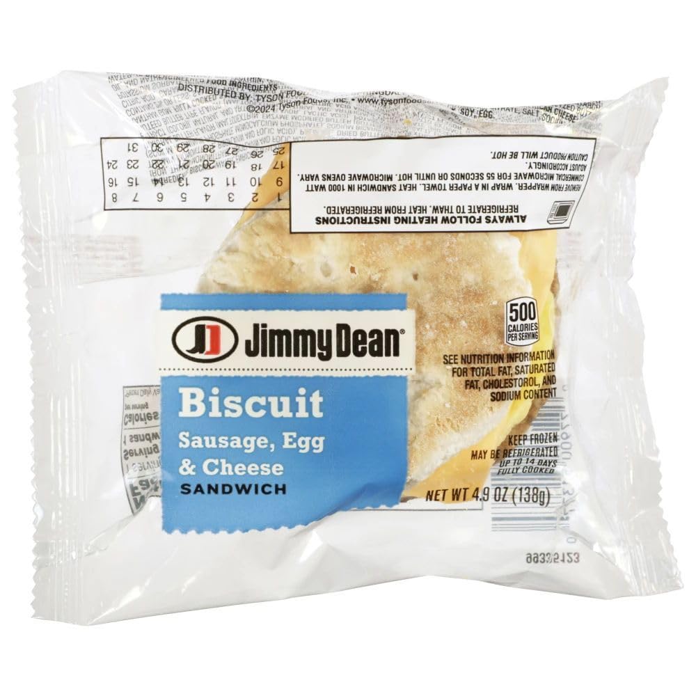 Jimmy Dean Egg and Cheese Jumbo Sausage Biscuit by Sara Lee – Pack of 12