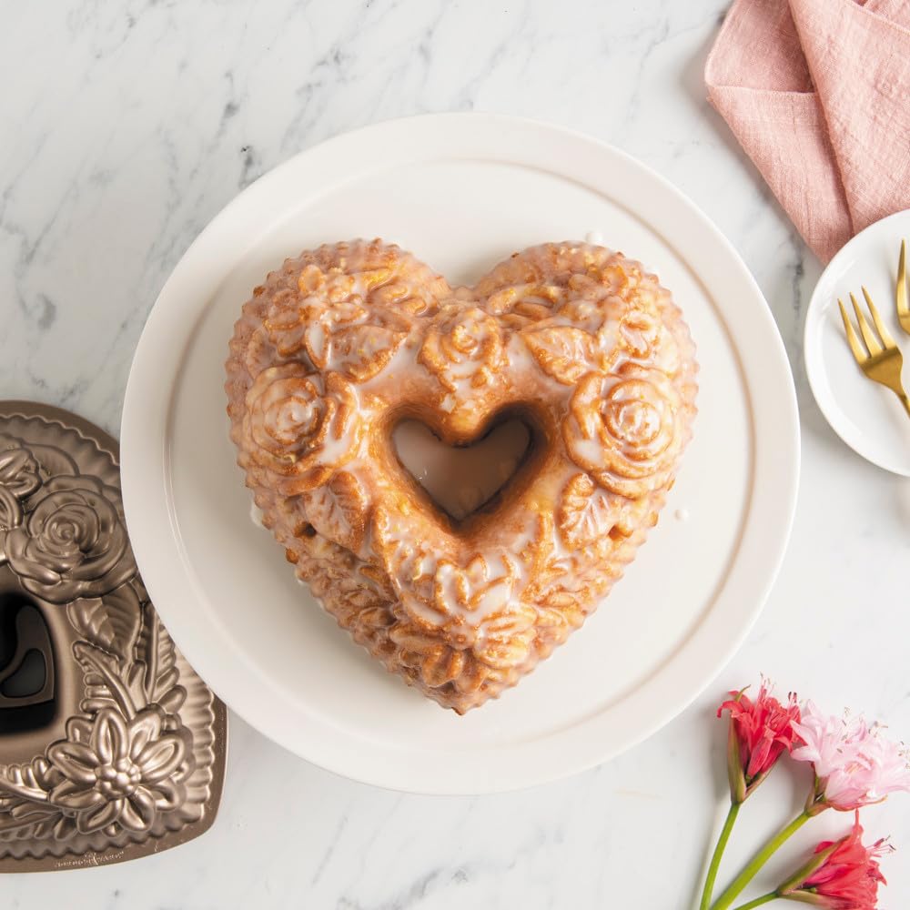 Amazon.com: Nordic Ware Wildflower Heart Bundt, 6 Cup, Toffee