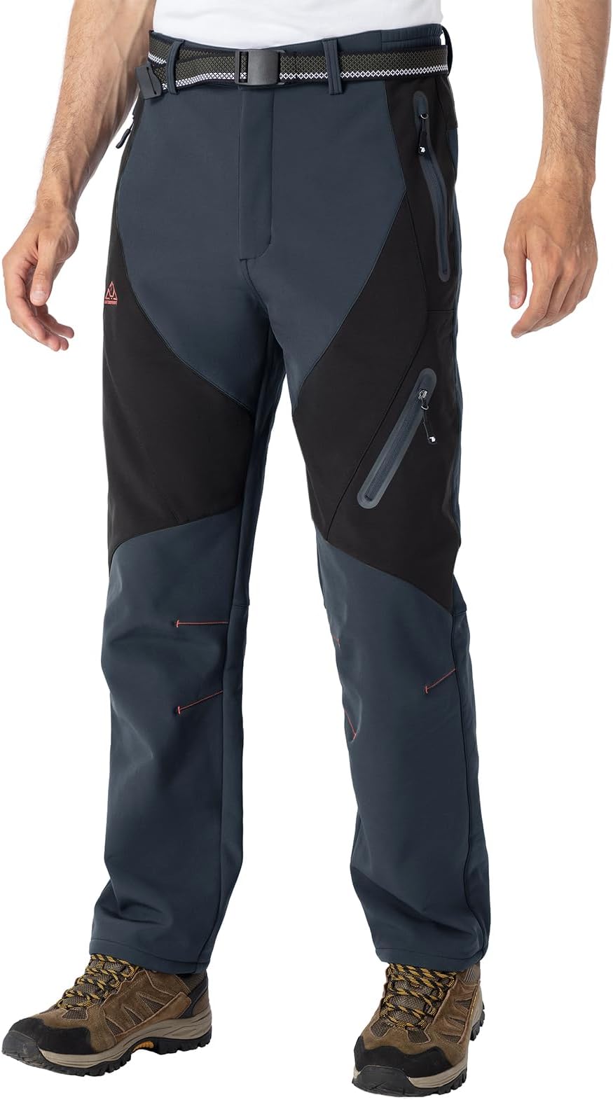 Rdruko Men's Waterproof Trousers Fleece Lined Winter Warm Ski Trousers Outdoor Hiking Walking Fishing Camping Pants with Zip Pockets