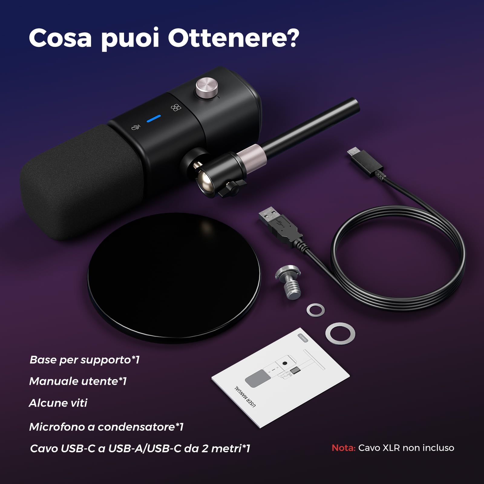 NearStream AM25X Gen3 Microfono Podcast USB/XLR per PC/Mixer Audio | Microfono Condensatore per Streaming/Podcast con Supporto, USB-C, Riduzione Rumore, Volume, Jack Cuffie, Mute,XLR Mixer Audio