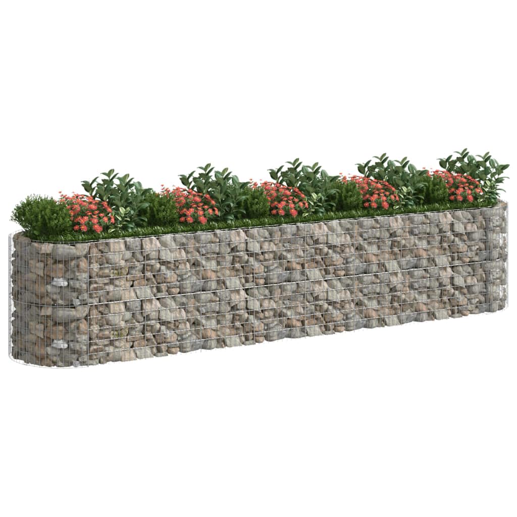 Gavión de hierro galvanizado, 500 x 100 x 100 cm, color plateado | Estructura robusta de metal galvanizado para bancales de patio y jardín.