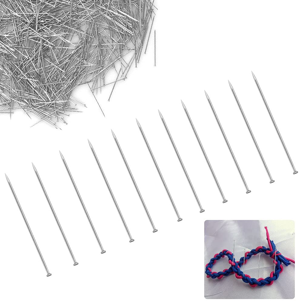 WANTOUTH 3500 Pcs Head Pins Sewing Pins Fine Satin Pins Straight Dressmaker Pins Straight Silk Pins 25 mm Silk Pins Flat Head Stick for Jewelry Making, Sewing and Craft, Nickel Plated, Silver