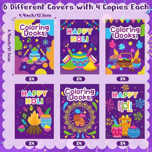 Image of Bulk Holir Coloring Books, 24Pcs Happy Holi Mini Drawing Booklet for Kids