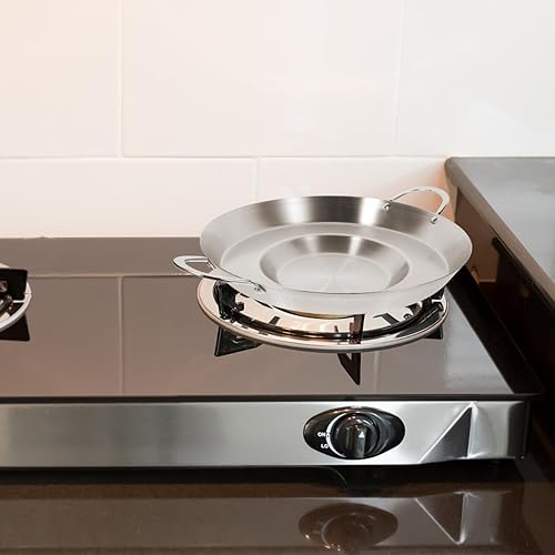 Miniatura 10 de Hemoton Sartén de acero inoxidable de 19.7 pulgadas, sartén mexicana cóncava para freír wok para cocinas de gas e inducción, utensilios de cocina de