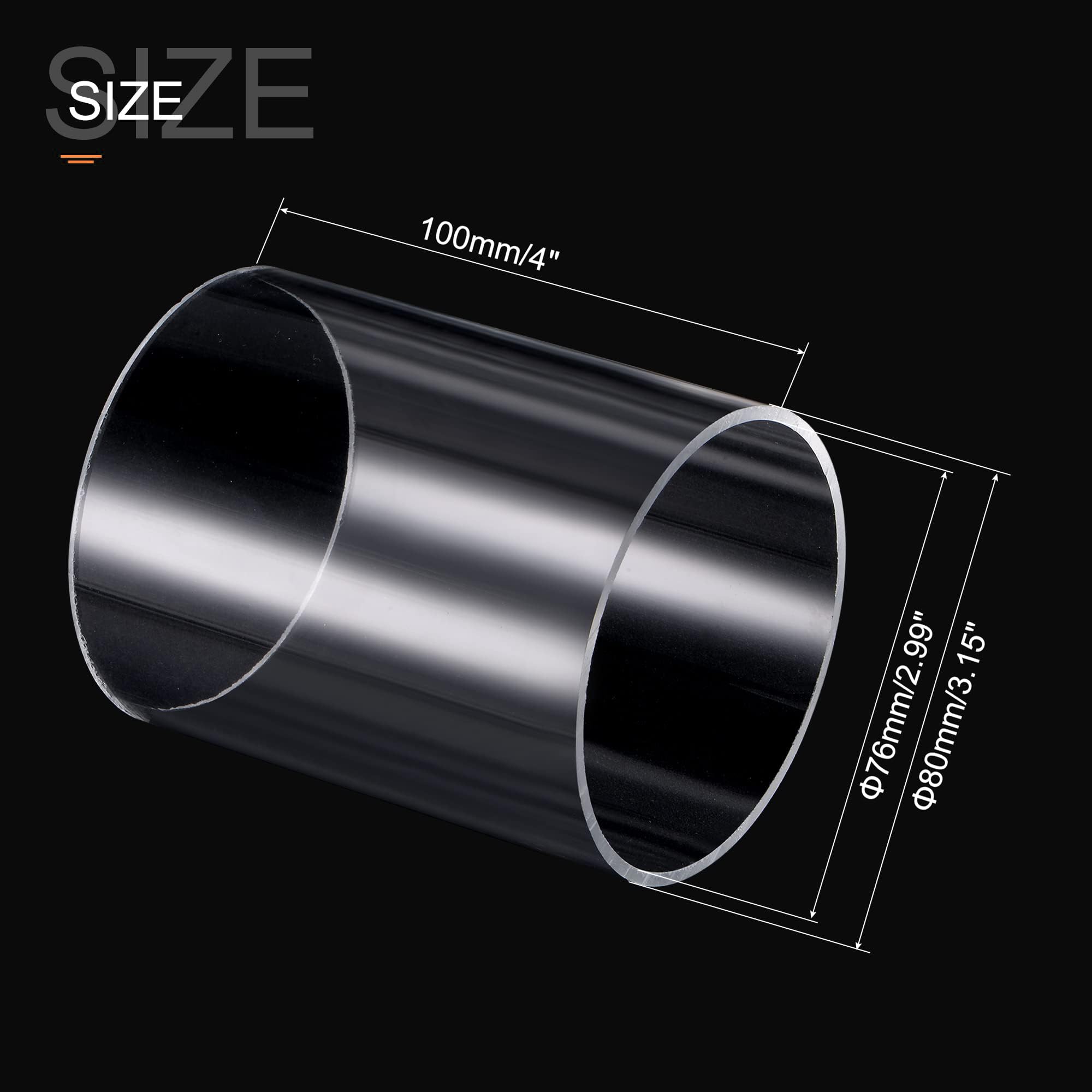 Unifizz Tubo rotondo rigido in plastica trasparente, diametro interno 76 mm, diametro esterno 80 mm, diametro esterno 100 mm, per illuminazione, modelli, idraulici, artigianato