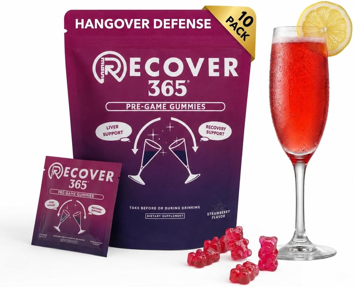 Hangover Relief Gummies for Fast Morning Recovery | Natural Hydration Supplement Aiding in Alcohol Breakdown, Brain Fog, and Low Energy | DHM + Milk Thistle + B12 + Electrolytes