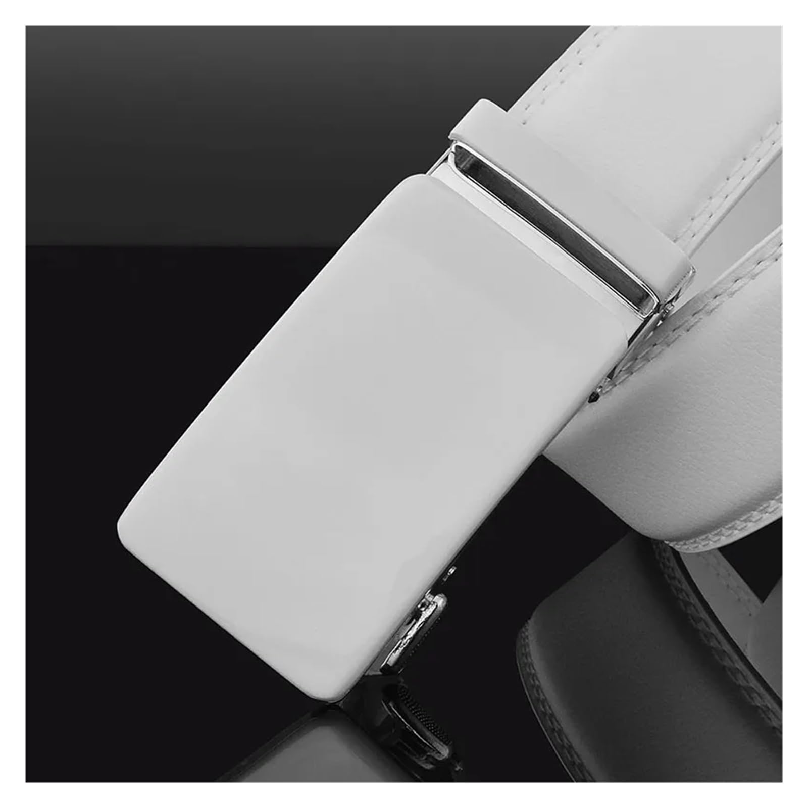 Cinturones Hombre Cinturón blanco con hebilla automática for hombre, 3,5 cm, correa de cintura for golf, cuero genuino, for negocios