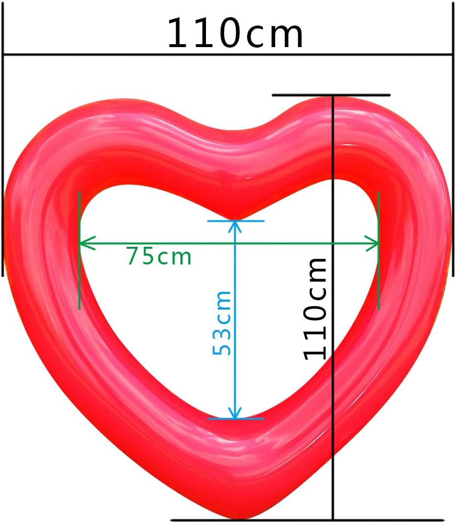 Inflatable Pool Float for Adult, Inflatable Swim Rings, Heart Shaped Swimming Pool Float Loungers Tube, Water Fun Beach Party Toys for Kids, Adults - Red(120cm) : Toys & Games