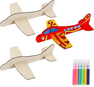 Wooden Airplane Painting Creation Multiple Colors for DIY Home Decor Holiday Party 3pcs