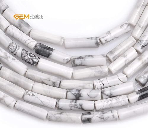 Miniatura 4 de GEM-Inside - Cuentas de piedra de howlita natural de 0.157 x 0.512 in para fabricación de joyas, hilo de 15 pulgadas