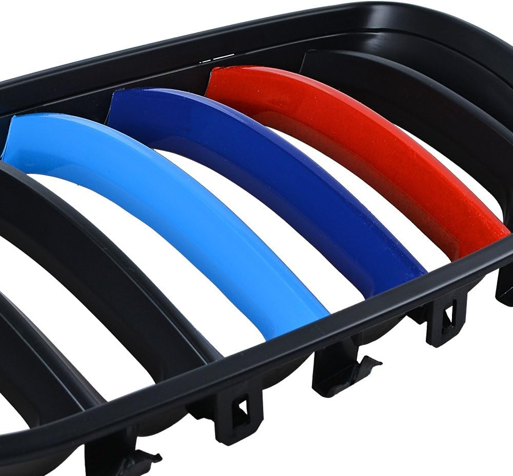 Left+Right Side Glossy Black M-Color Front Kidney Grilles Compatible with 2004 2005 2006 BMW E53 X5 4 Door SUV Sport Utility 3.0i 4.4i 4.8is LCI Facelift LM-A14-075-LEM-1-4PX