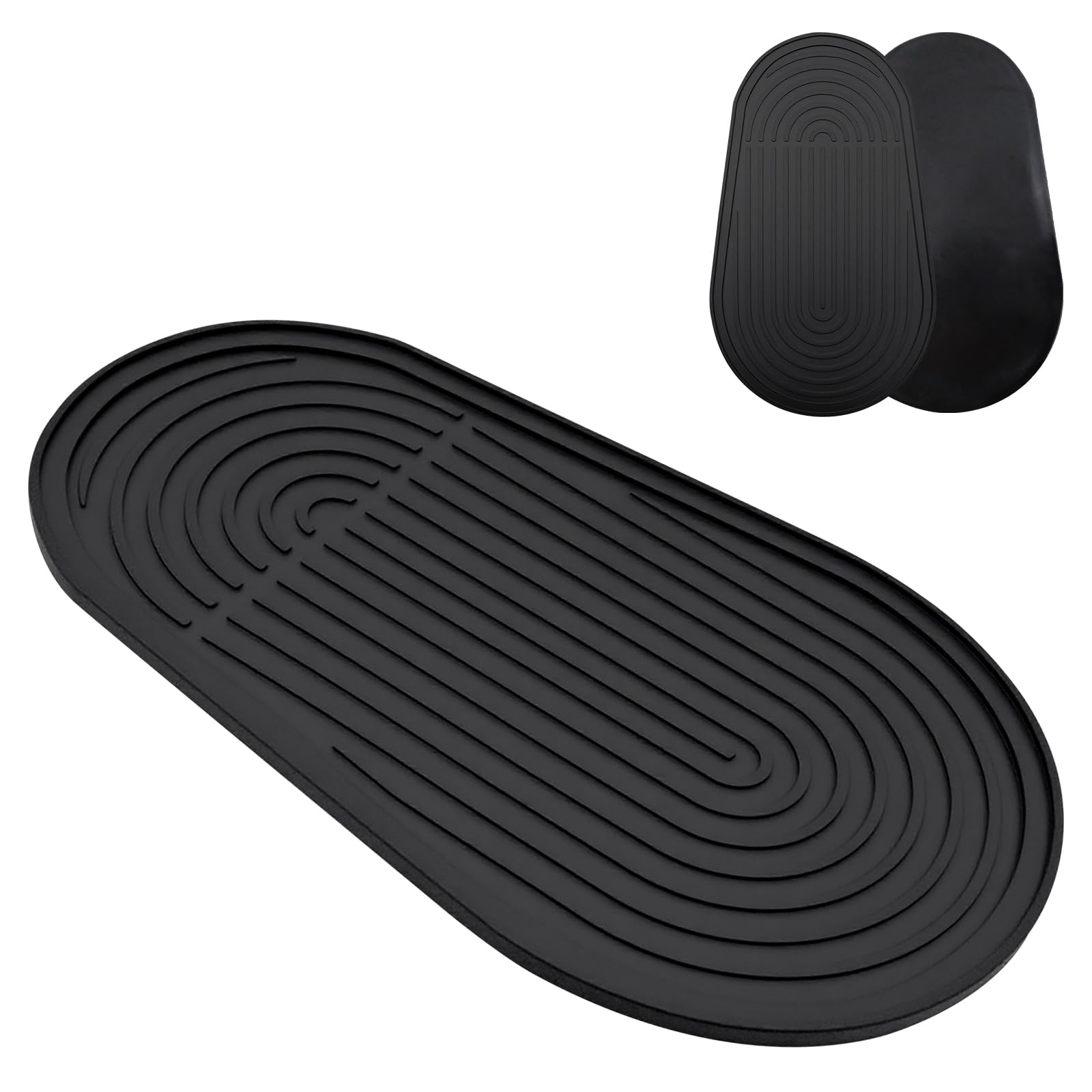 HVIHWI Silicone Drying Mat, Drip Tray, Non-Slip Stable Underlay, Suitable for SodaStream Duo E-Duo, Kitchen Worktop Protective Mat, Waterproof Silicone Mat with Groove Design