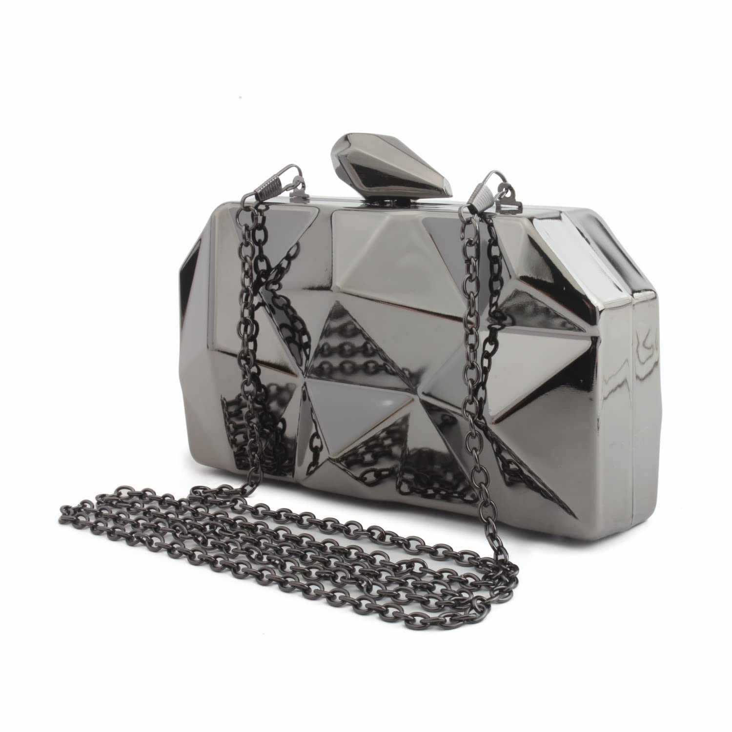 LHHMZ Pochette da sera in metallo geometrico da donna Borse a tracolla da sera piccole alla moda Pochette a scatola