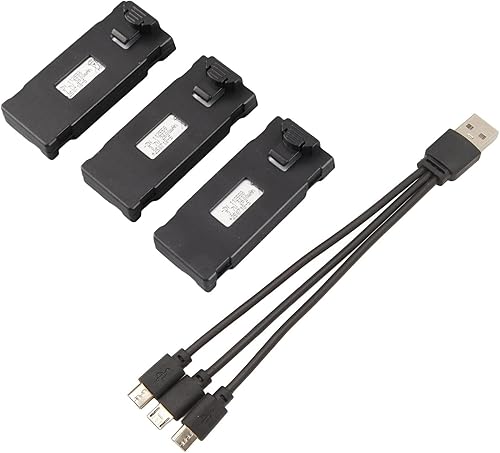 FOSA Kit de batería de litio para aviones a control remoto, 3 piezas con juego de cables de carga ligeros, duradero y portátil para E88 E88Pro