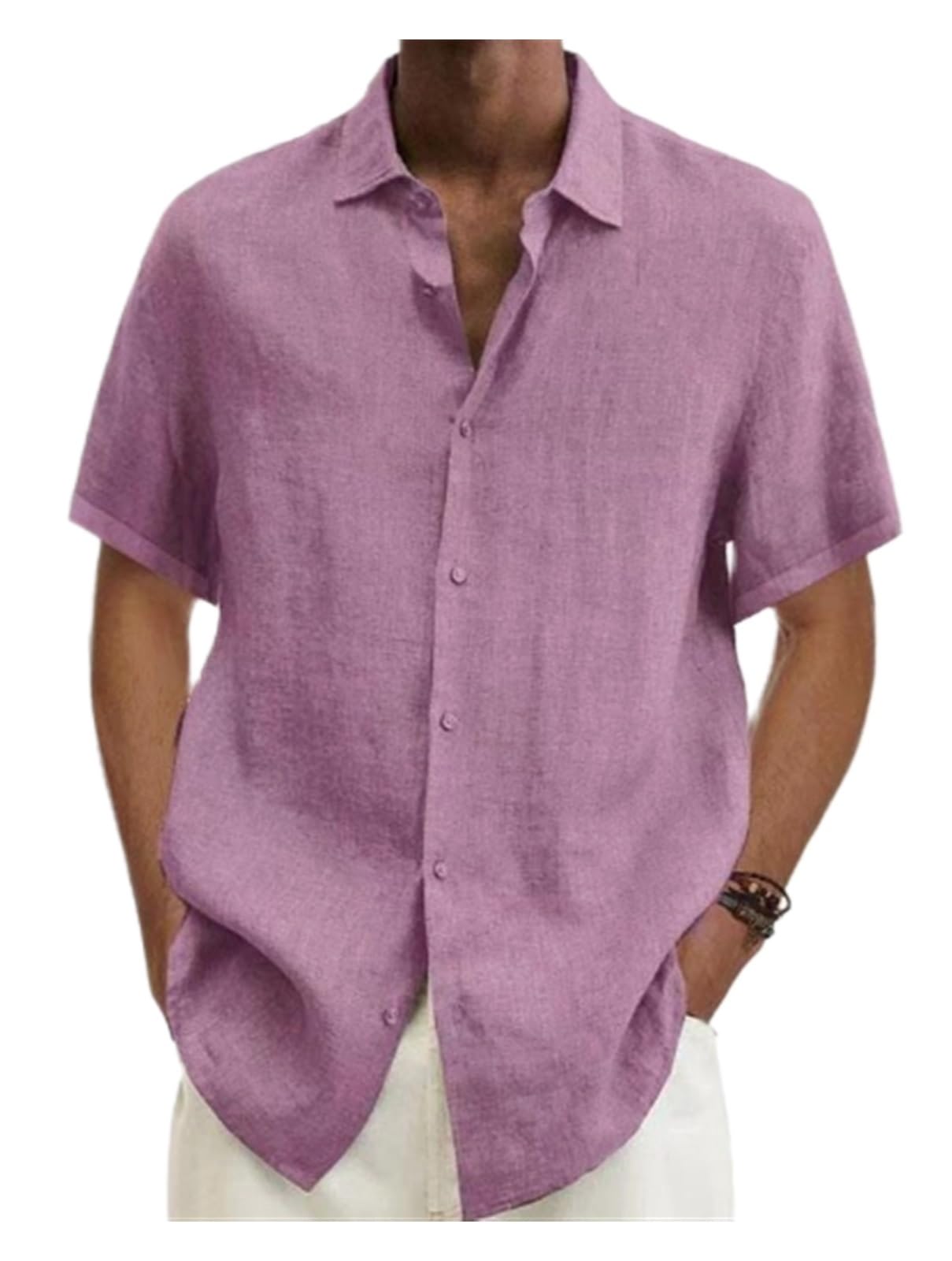 Chemise de plage d'été respirante à manches courtes en lin doux