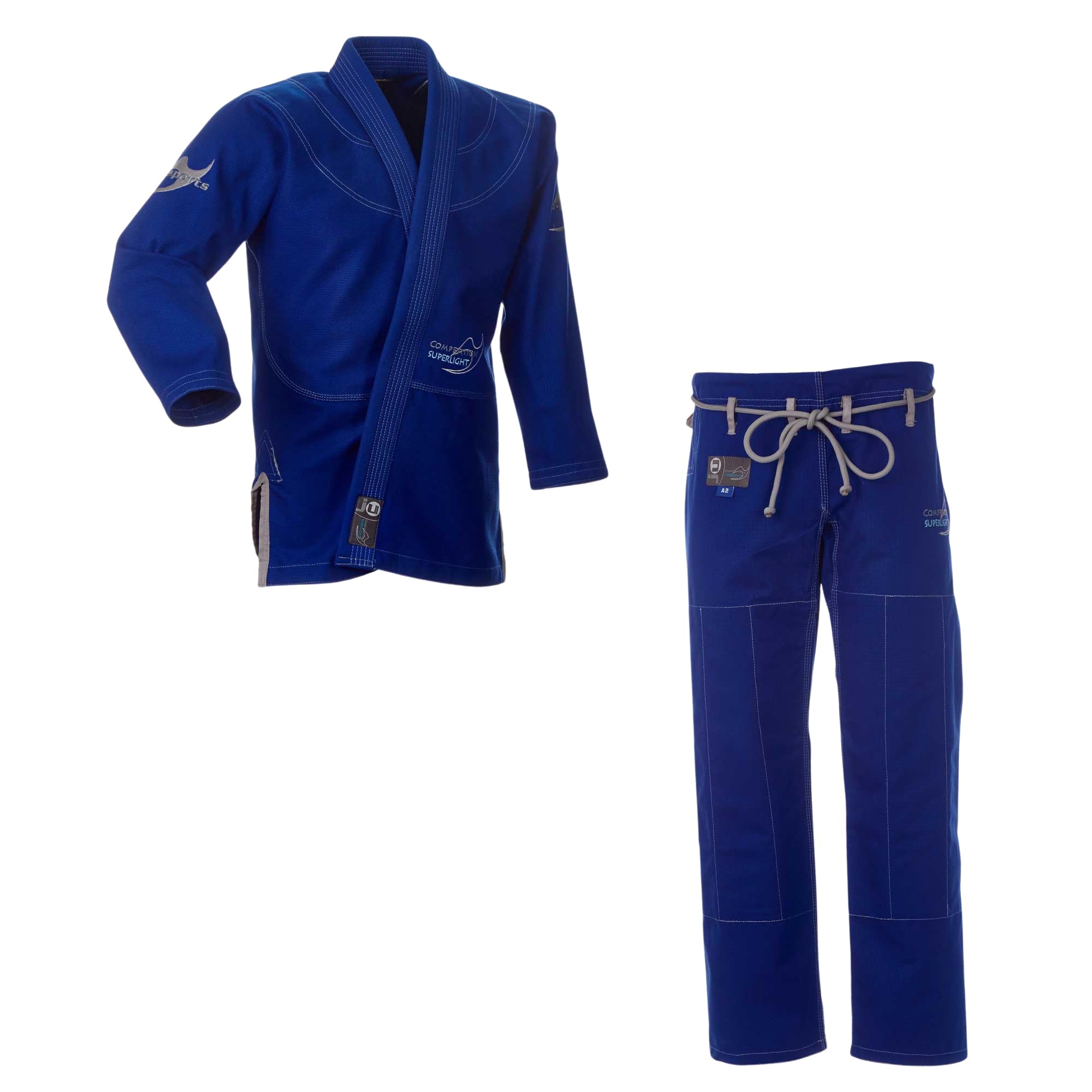 Ju-Sports BJJ Gi Herren Pearl Competition superlight blau - Superleichter Brazilian Jujutsu Anzug mit kontrastierenden Nähten & Stickverzierungen, 100% Baumwolle