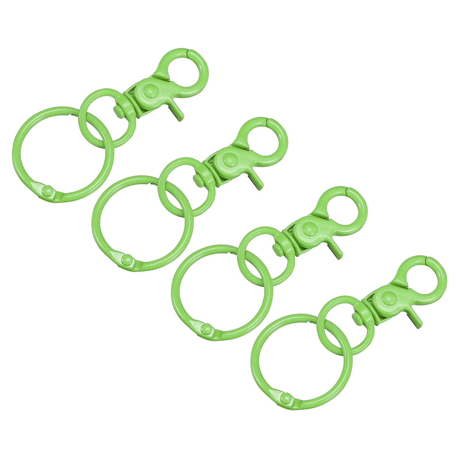 sourcing map Swivel Clasps Lanyard Snap Hook with Binder Rings, 44mm Colorful Lobster Claw Clasp for Keys Organization, DIY Crafting, Green, 4Pcs