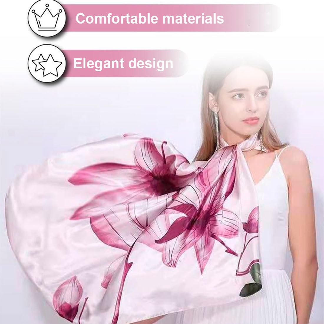 Sciarpa Donna Leggera 90x180 Cm - Seta Elegante Per Cerimonie | Foulard Multiuso - Foto 3