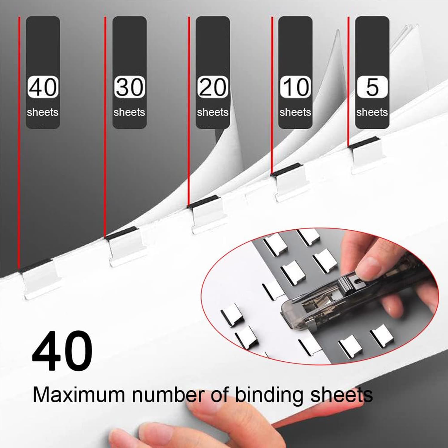 2 Stück Reusable Creative Stapler, Push Clamp Stapler Holder, Binder Clip Tacker mit 100 Edelstahlklammern, tragbarer Clips Spender für Büro, Schule, Zuhause & unterwegs (A)