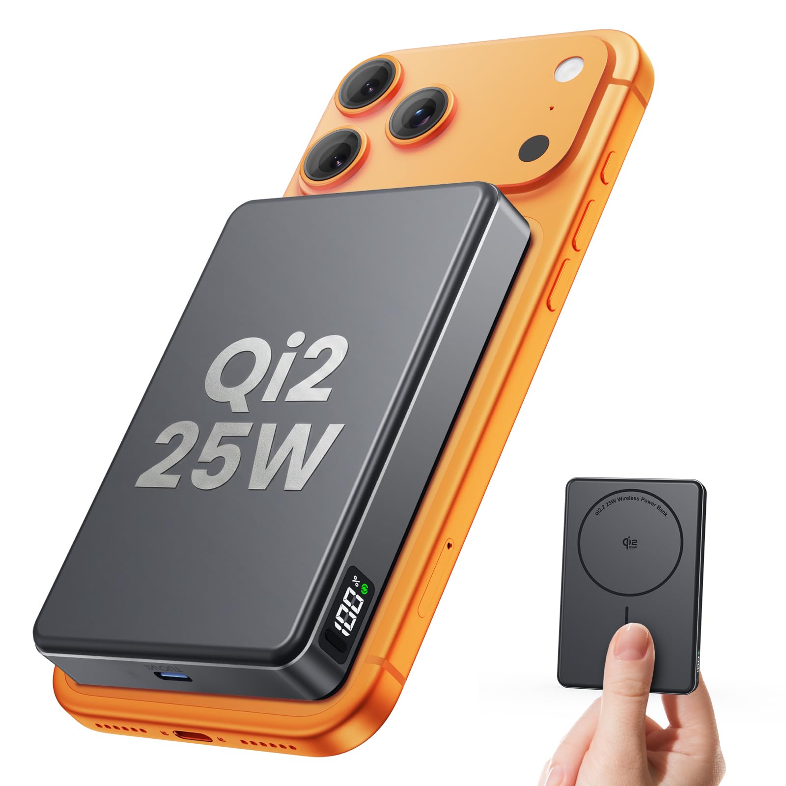 Powerbank Magnetisch 10000mAh Klein Schnellladung: Qi2.2 25W & 45W für Magsafe, USB C Externe Handyakkus Tragbares Ladegerät für iPhone 17 16 15 Pro Max Plus Samsung