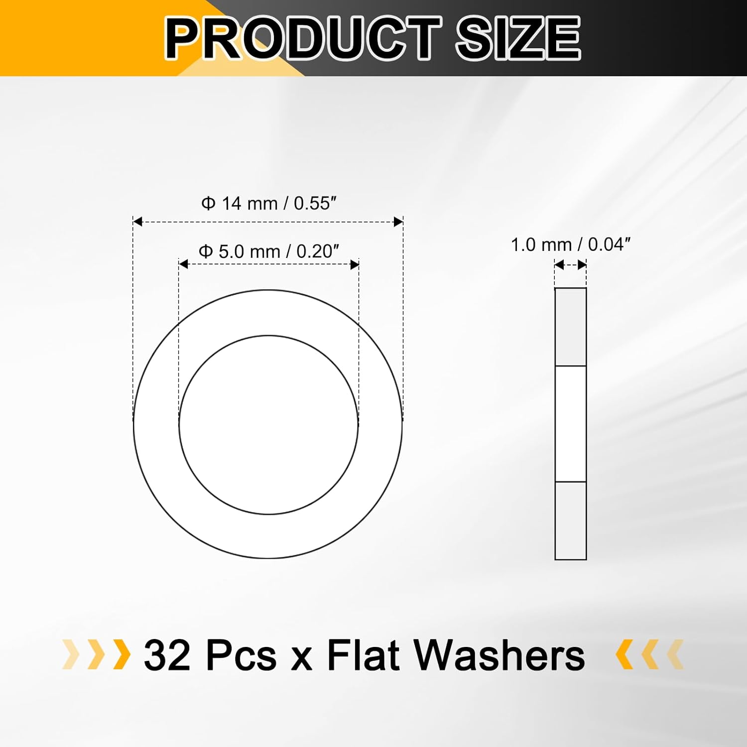 PATIKIL M5 Flat Washers, (5mm ID 14mm OD 1mm Thickness, Golden) (32 Pcs), Brass Metric Sealing Gasket Ring Crush Washer Spacers for Faucets/Garden/Bolts/Screws/Hose Pipe